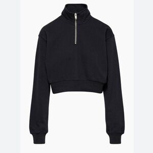 Aritzia TNA Sweatfleece Cozy Fleece Perfect Fit 1/4 Zip Sweatshirt in Black